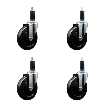 Service Caster 5'' Hard Rubber Wheel Swivel 1-1/8'' Expanding Stem Caster, 4PK SCC-EX20S514-HRS-118-4